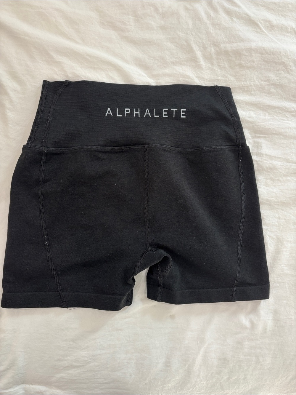Alphalete Black High-Rise Bike Shorts with Logo Waistband